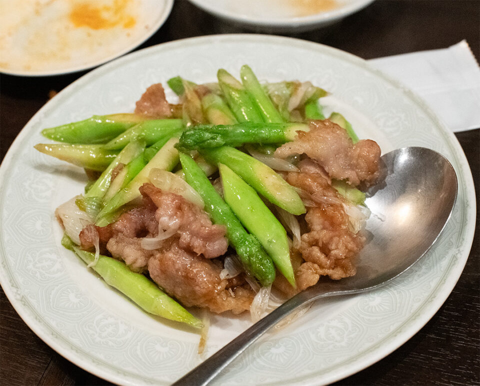 アスパラと豚肉炒め